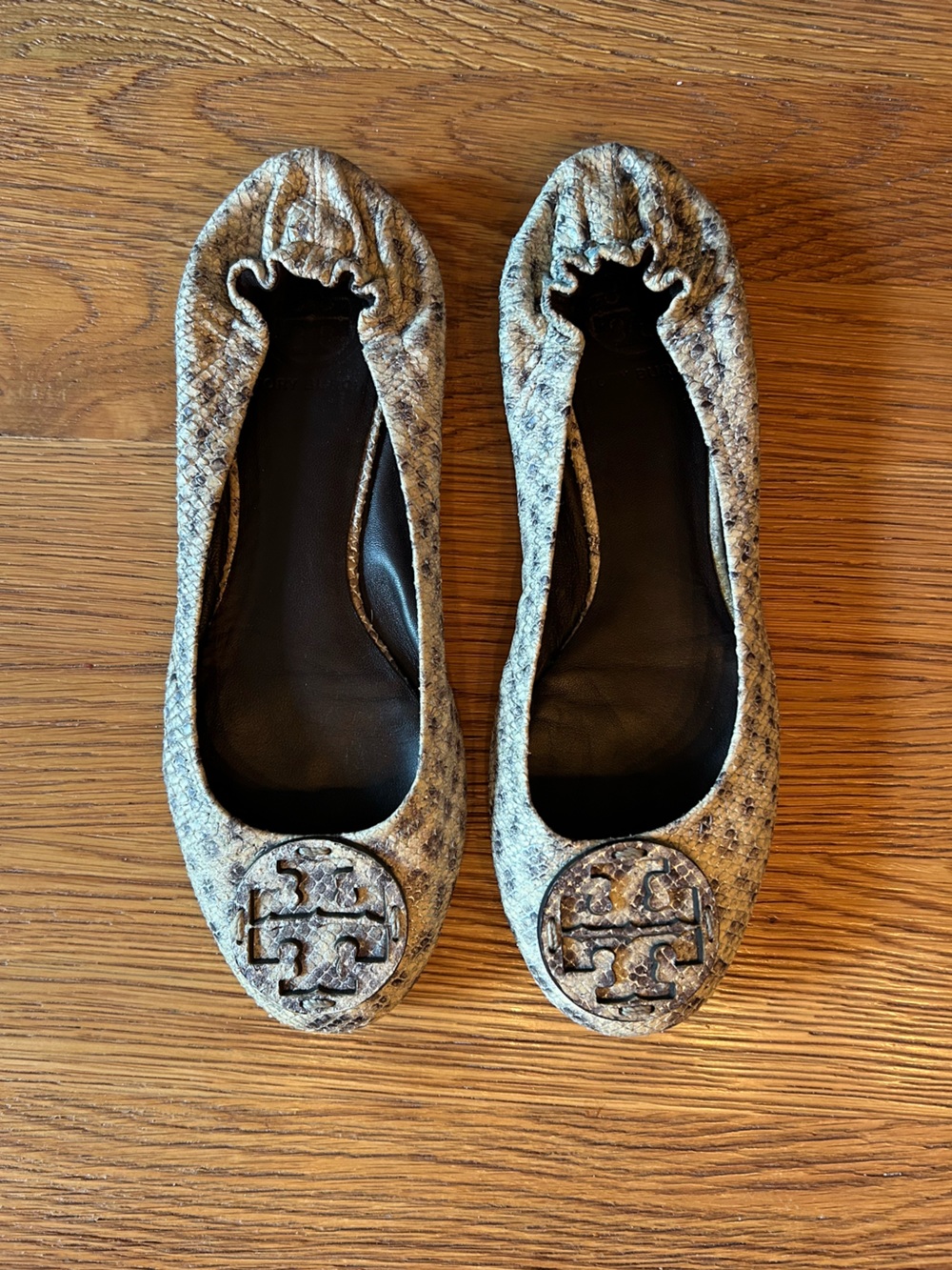 TORY BIRCH Snake-Print Reva Ballet Flats Sz8